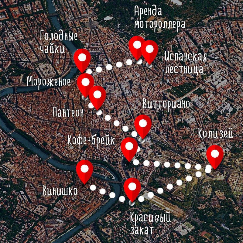 карта маршрута по Риму